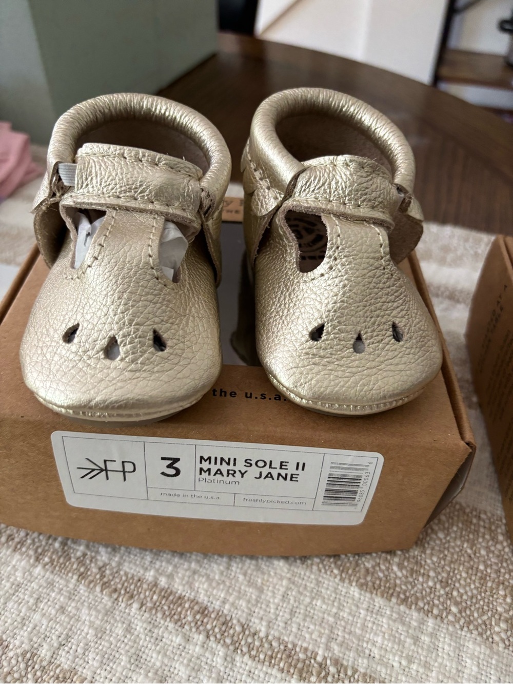 Freshly Picked Mini Sole II Mary Jane in Platinum Gold